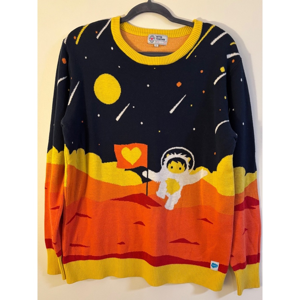 Salesforce Better Together Astronaut Space Sweater Mens Large Retro, Celestial